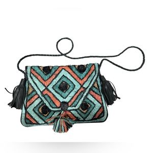 Anthropologie ibBan Leather Purse with interior pocket 12” x 9”